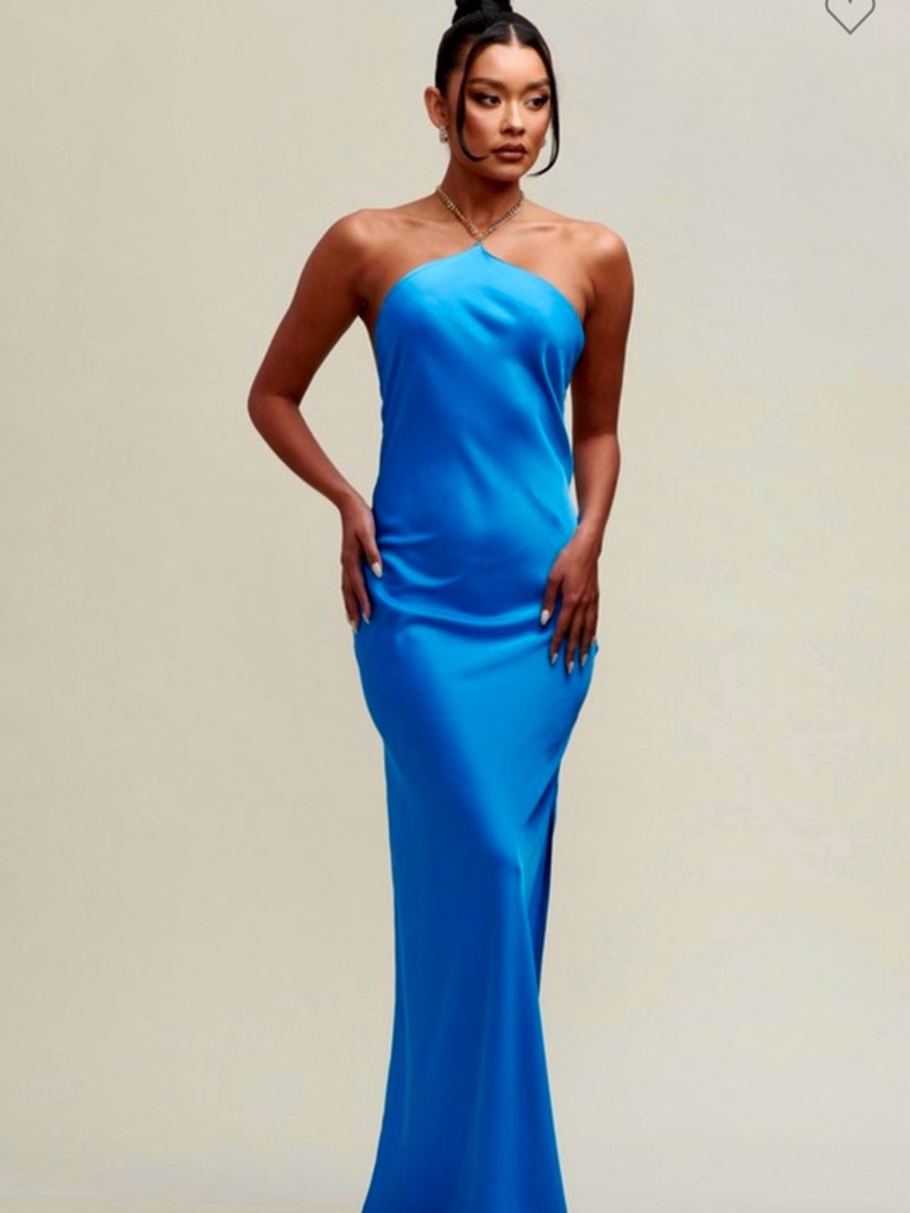 Elegant One-Shoulder Blue Satin Evening Dress
